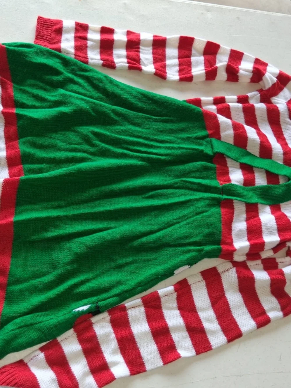 Born Famous Christmas Ornament Jumper Dress - Green, Red, White